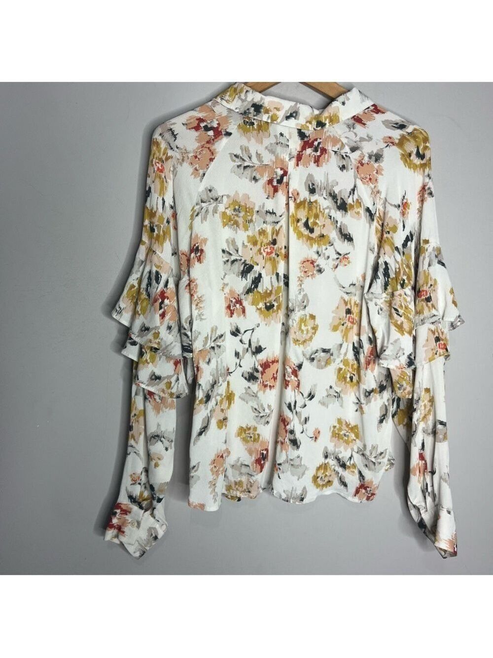 Part Two Klennie Ruffle Long Sleeve Floral Button Front Flowy Blouse, size 40/10 - Picture 7 of 14